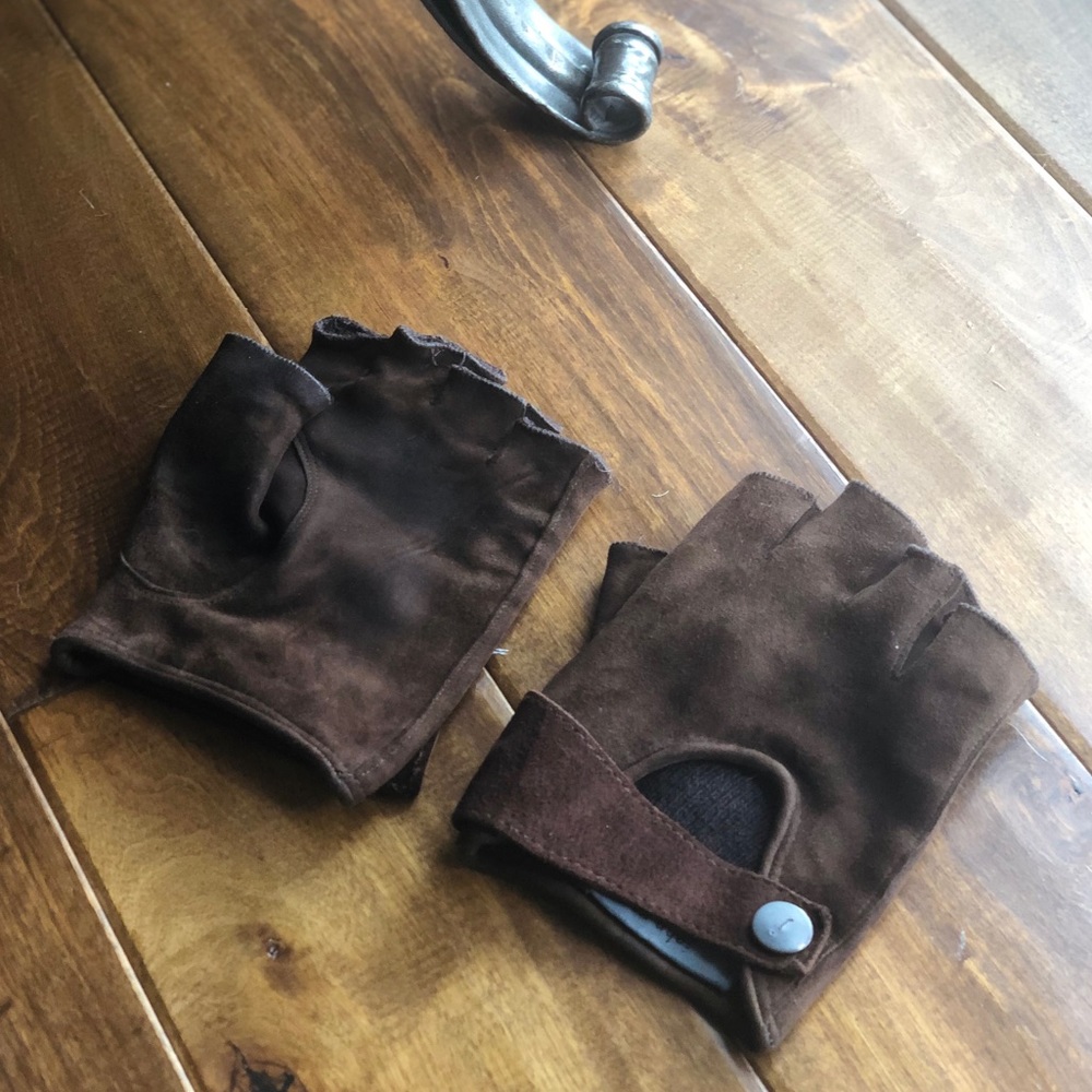 John Varvatos Collection Goat suede Cashmere fingerless Gloves